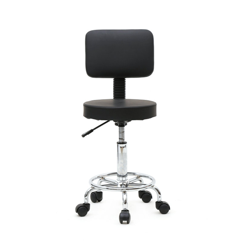 Backed Adjustable Height Ergonomic Lab Stool, Black