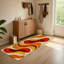 Tapis de couloir de cuisine moderne et abstrait, motif de vagues rétro rouge-orange et jaune, long tapis antidérapant pour la cuisine, le couloir, la salle de lavage et le vestibule