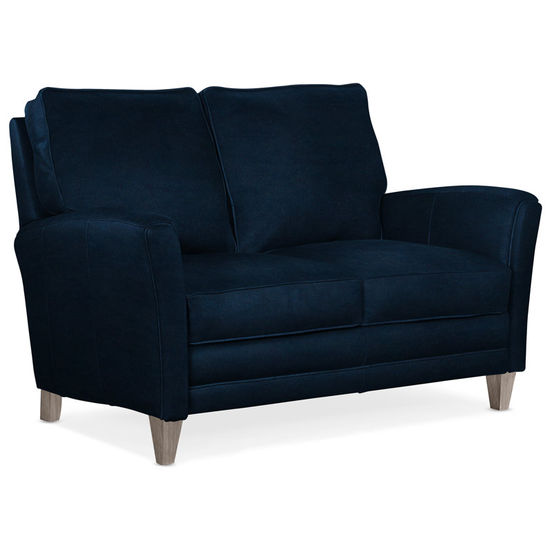 Zion Loveseat, Stone, Aline Light Gray Stonewash Genuine Leather