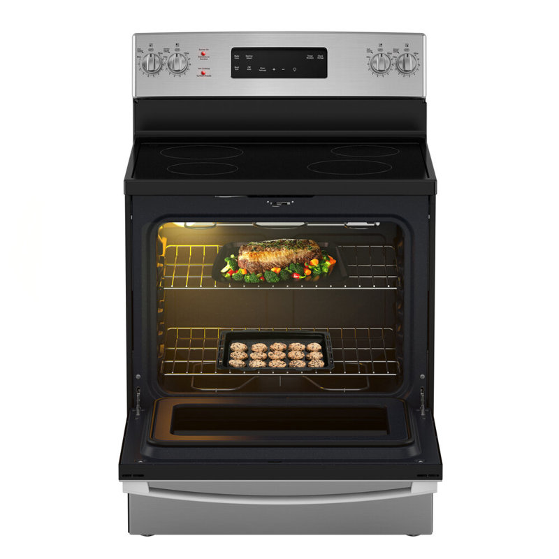 Ge 30" Electric Freestanding Range With Storage Drawer  - Jcb630svss, Stainless Steel