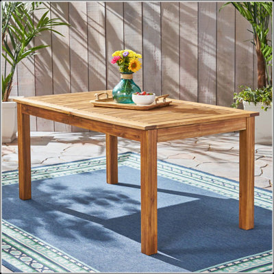 Table de salle à manger d'extérieur extensible en bois d'acacia - Finition naturelle