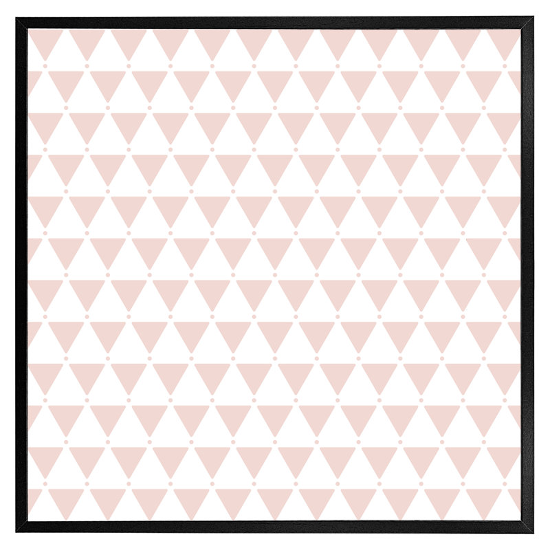 Aryiel Pink Triangles - Single Picture Frame Print, Black Framed, 31cm H x 31cm W x 4cm D