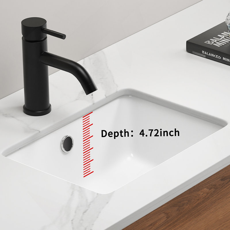 16 Inch Rectangle Undermount Bathroom Sink Under Counter Vanity Sink Opening Size White Porcelain Basin Sink Para Baños