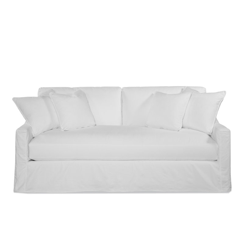 Oliver Slipcovered Sofa, Sunbrella Beige Pinstripe; 6205-74