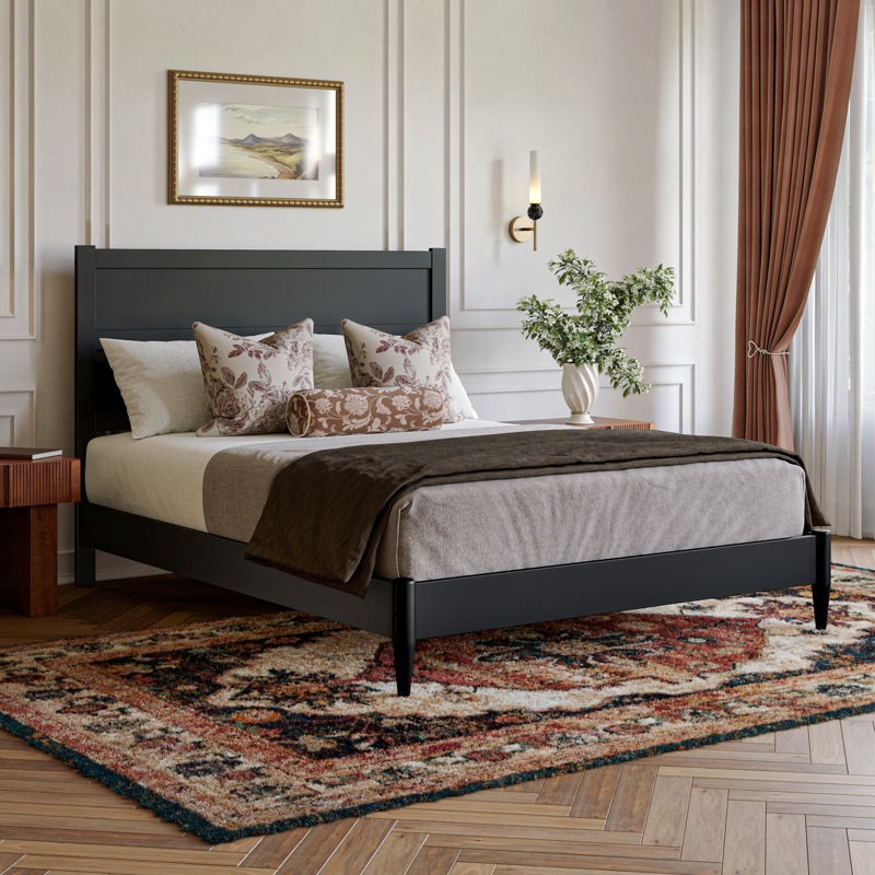 Aveline Wood Low Profile Platform Bed, Black, Queen