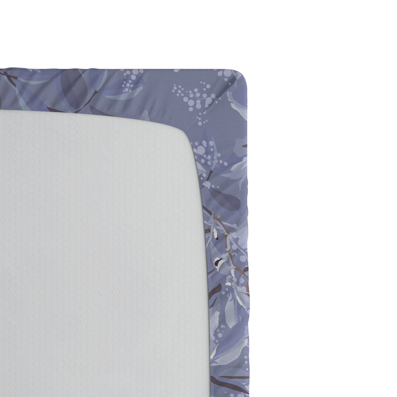 Drap-housse à motif floral Ambesonne, Drap-housse simple TG, Bleu ciel / motif floral taupe pâle