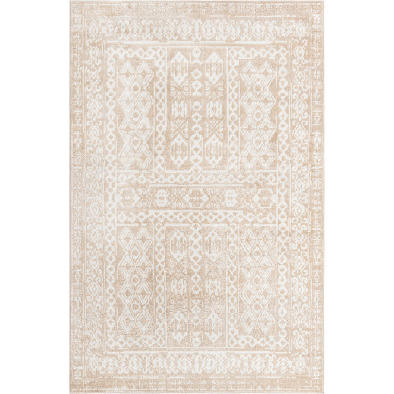 Tapis beige contemporain Micsunel, Rectangle 6 pi x 9 pi