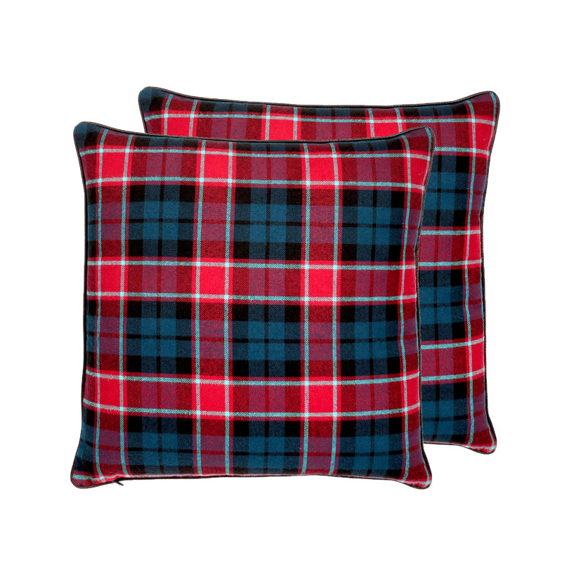 Housse de coussin en tartan Edinburgh seulement - ensemble de 2, Rouge / noir / bleu