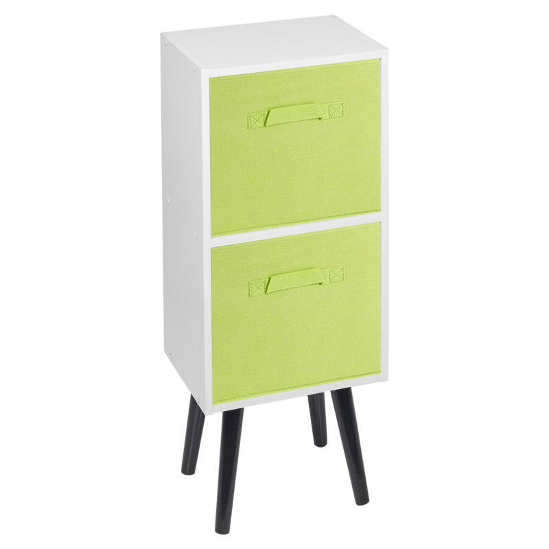 Melvyn 75cm H x 30cm W Wood Cube Bookcase, White/Green/White