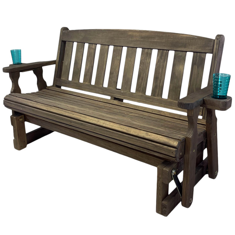 Heavy Duty Dark Walnut Pine Garden Glider Bench, 5ft