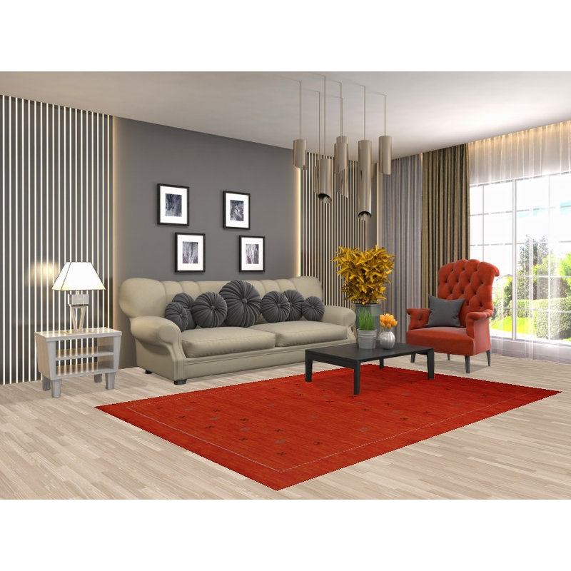 Tapis indien en laine fait à la main de style Gabbeh 5 x 8