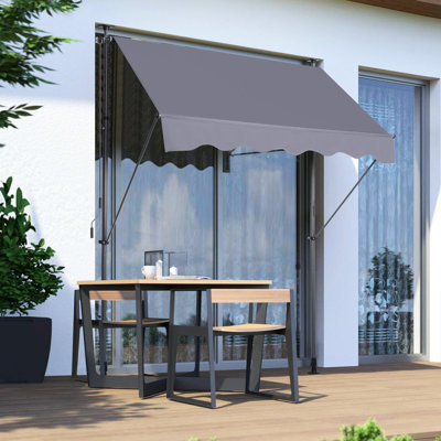 Auvent 180G en tissu - Auvent rétractable 78 "x 47" pour patio manuel extérieur 78 "avec imperméable et protection
