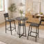 Ensemble de table de bar 3 pièces avec 2 tabourets de bar, table ronde de style pub/bistro avec tablette de rangement, hauteur du comptoir industriel