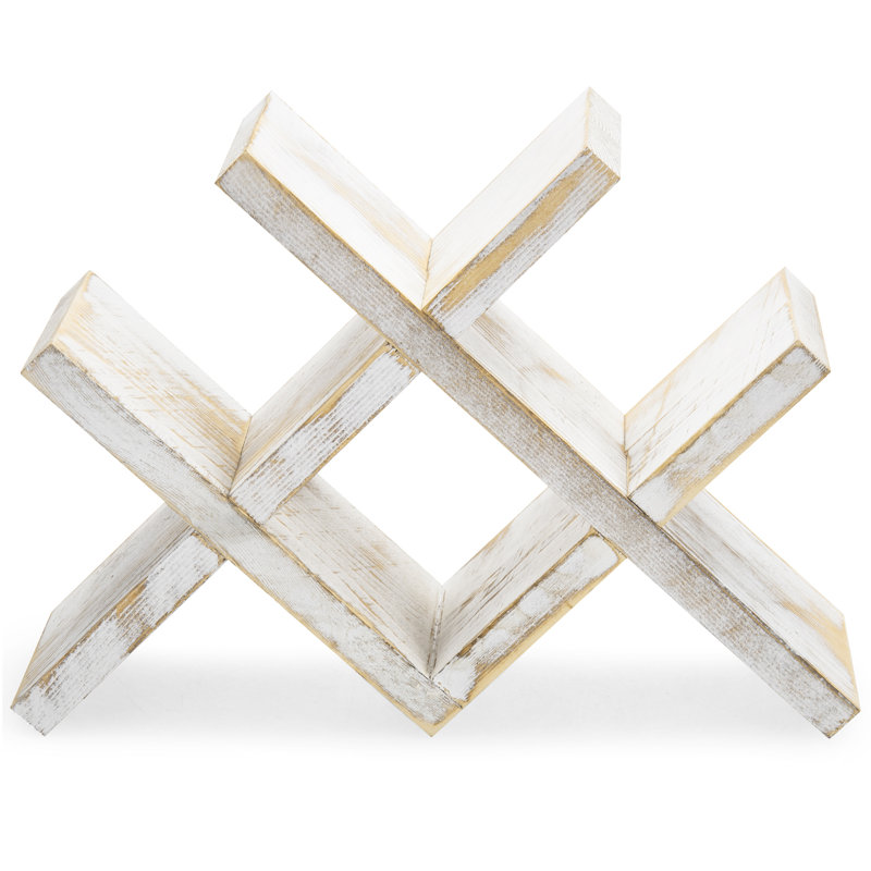 Padulsky Solid Wood Tabletop Wine Bottle Rack, Acacia, Whitewashed