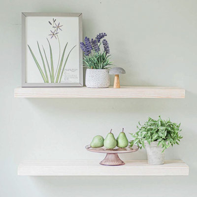 Suzy 2 Piece Pine Solid Wood Floating Shelf