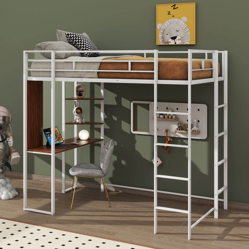 Lit mezzanine simple pour enfants Emberlynn, Blanc