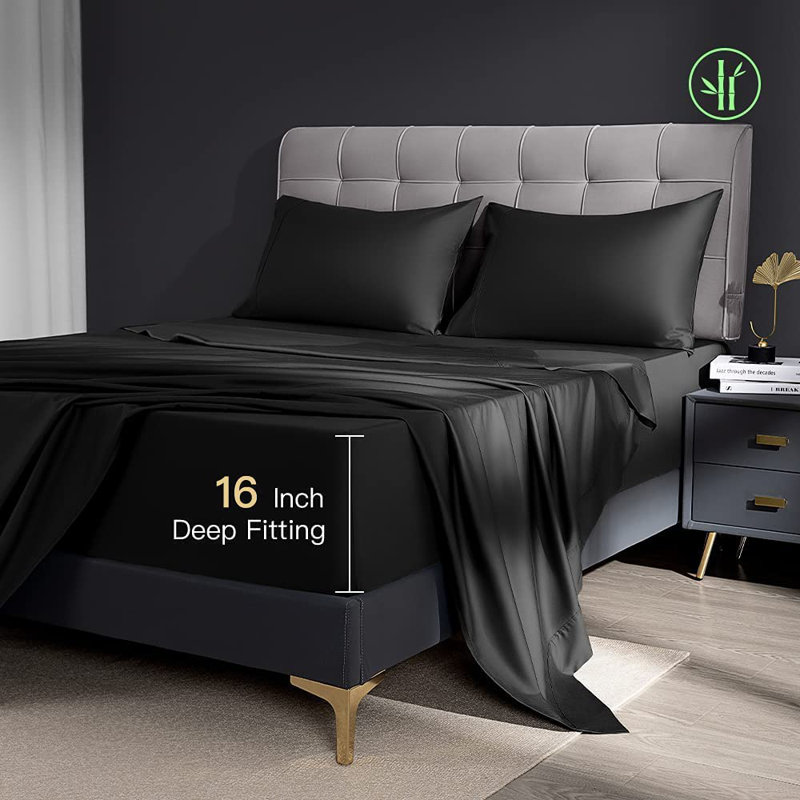 Andrick Silk Sheet Set, Black