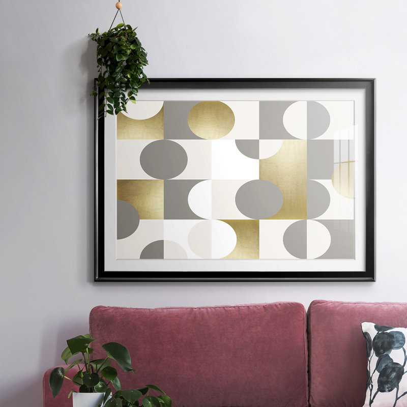 Modern Gold Reflections-FramedFramed Print W Beveled Matt and Glass, H 15 po x l 21 po x P 1,5 po, Or