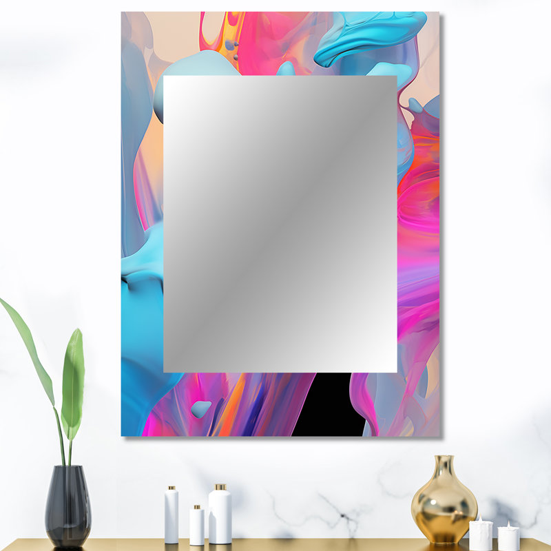 Pink and blue paint fusion V - Abstract Painting Unique Wall Mirror, Modern Mirror, Printed Metal Art, 40" x 30"