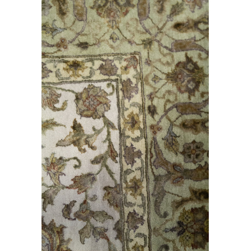 Tapis doré et vert noué à la main de haute qualité