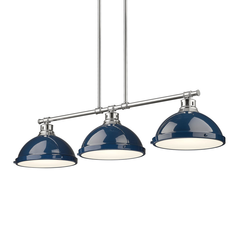 Laramy 3-Light Linear Pendant, Matte Navy, Chrome
