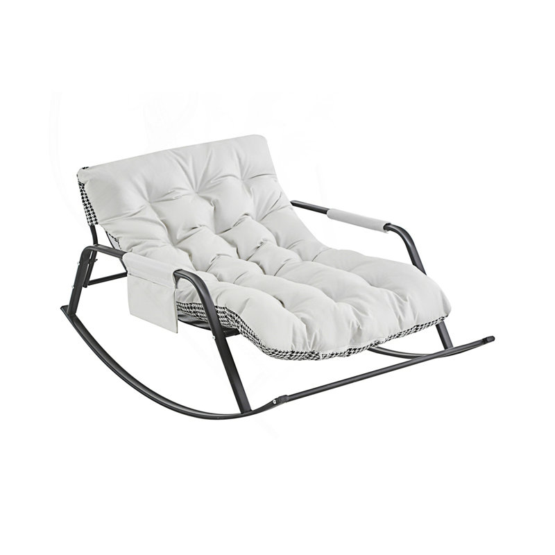 Chaise berçante, fauteuil coulissant rembourré, fauteuil inclinable, Blanc