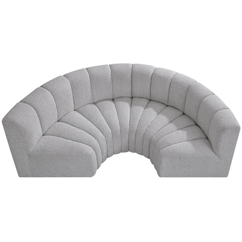Canapé et méridienne rembourrés Hiten, Tissu gris bouclé