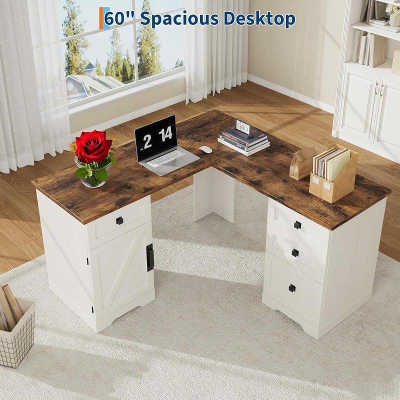 L-Shaped Computer Desk, Brown