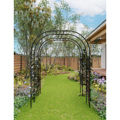 Garden Arch Trellis for Climing Plants-7.2FT Outdoor Metal Garden Trellis Arch for Flowers, Vegetables and Grapes, Durable Arched Arbor for Wedding, Lawn and Party