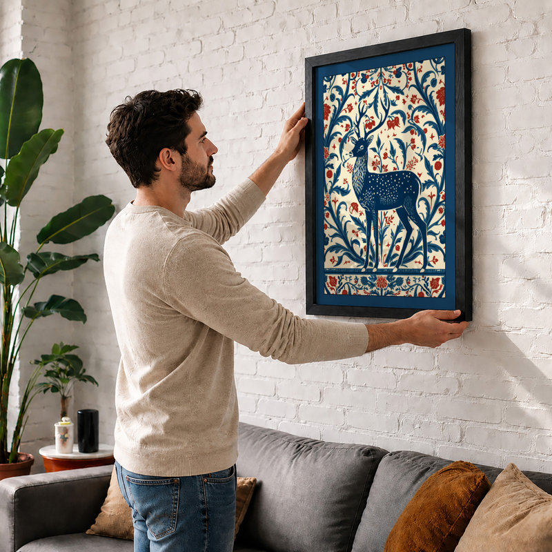 Woodland Silhouette Boho - Framed Print, A3 - 42.0 x 29.7 cm, Oak