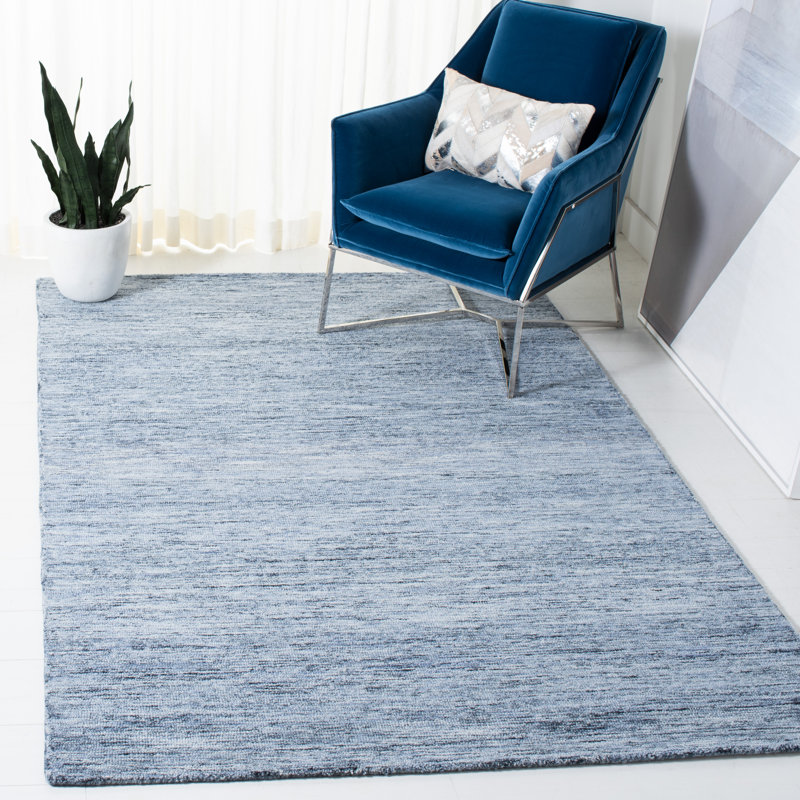 Amburgey Metro Hand Tufted Wool/Cotton Rug in Blue, Rectangle 8' x 10'