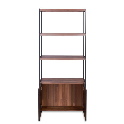 Style Bookshelf In Walnut And Sandy Black, Assembly Needed, 21 In. Package Width Depth & Black Shelf, Essential, 31"X14", 20" Floor To Top Cabinet, 50 Lb Weight, 29" Door Opening