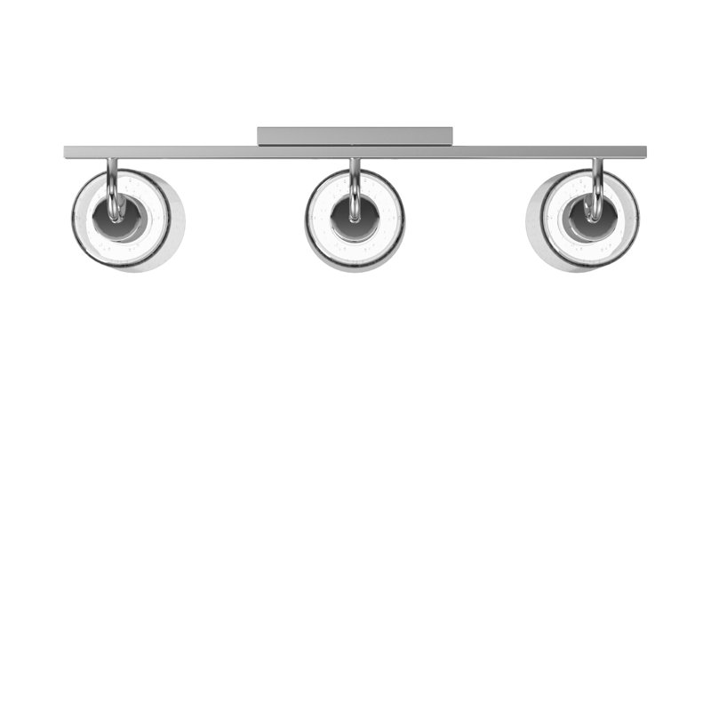 Chrome 3-Light Dimmable Vanity Light with Seeded Glass Shades