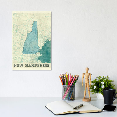 New Hampshire Map by Hubert Roguski - Wrapped Canvas Painting