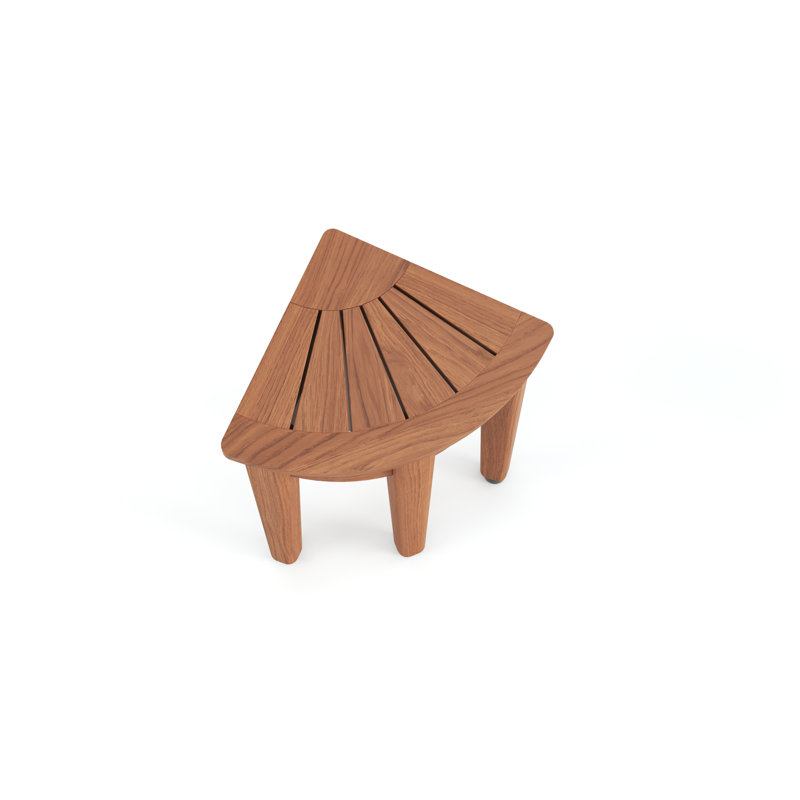 Kai Petite OptiAREA Teak Corner Stool, Teak Oil, 12.5" H x 12" W x 8.5" D