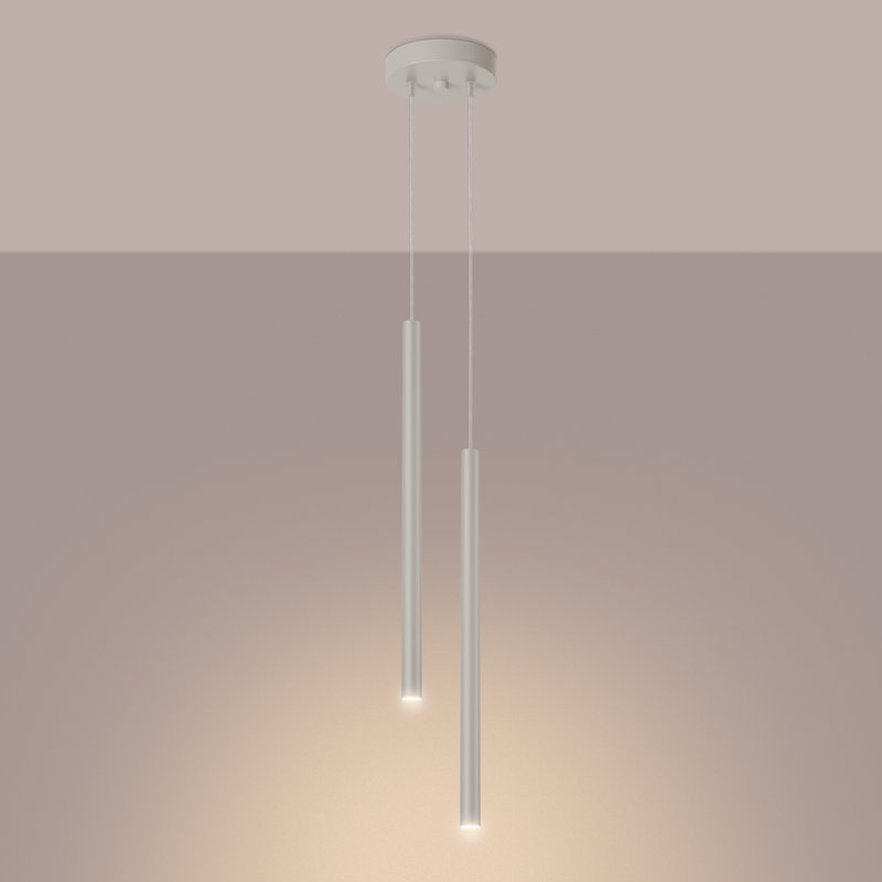 Berthile - Light Pendant, Beige, 52cm W x 9cm D, 2 Lights