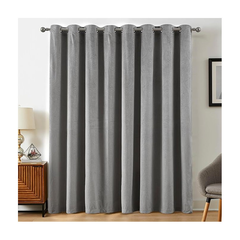 Velvet Sliding Glass Door Curtain. Extra Wide Silver Curtains Work As Patio Door Curtains Or Room Divider Panel., Silver