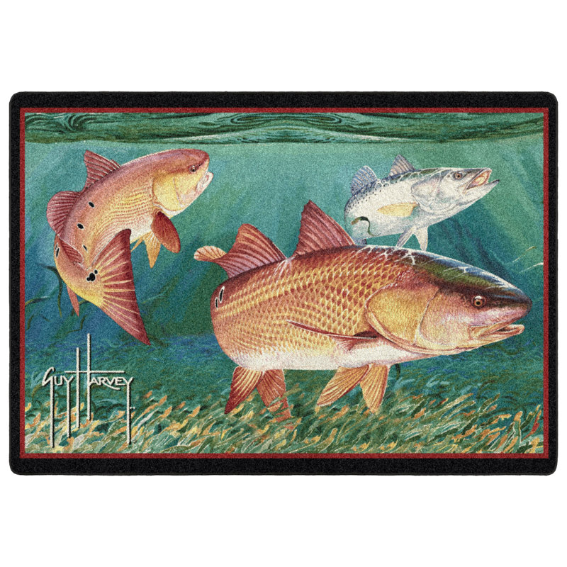  Guy Harvey Redfish Area Rug, Rectangle 3'10" x 5'4"