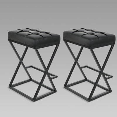 Mid-century 26" Upholstered Counter Height Bar Stools Backless Industrial Barstool