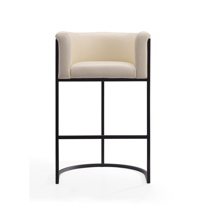 Svala Upholstered Counter Stool with Metal Frame, Cream, Bar Stool (29.5" Seat Height), 3