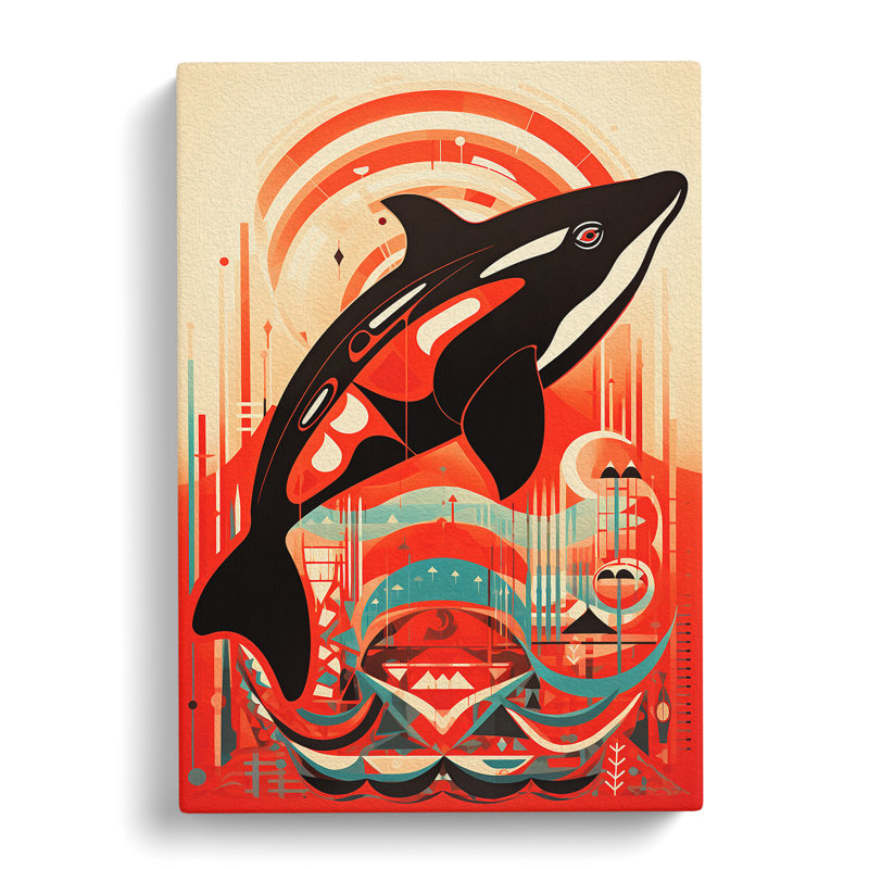 Orca Whale Constructivism - Wrapped Canvas, 76cm H x 50cm W x 3cm D