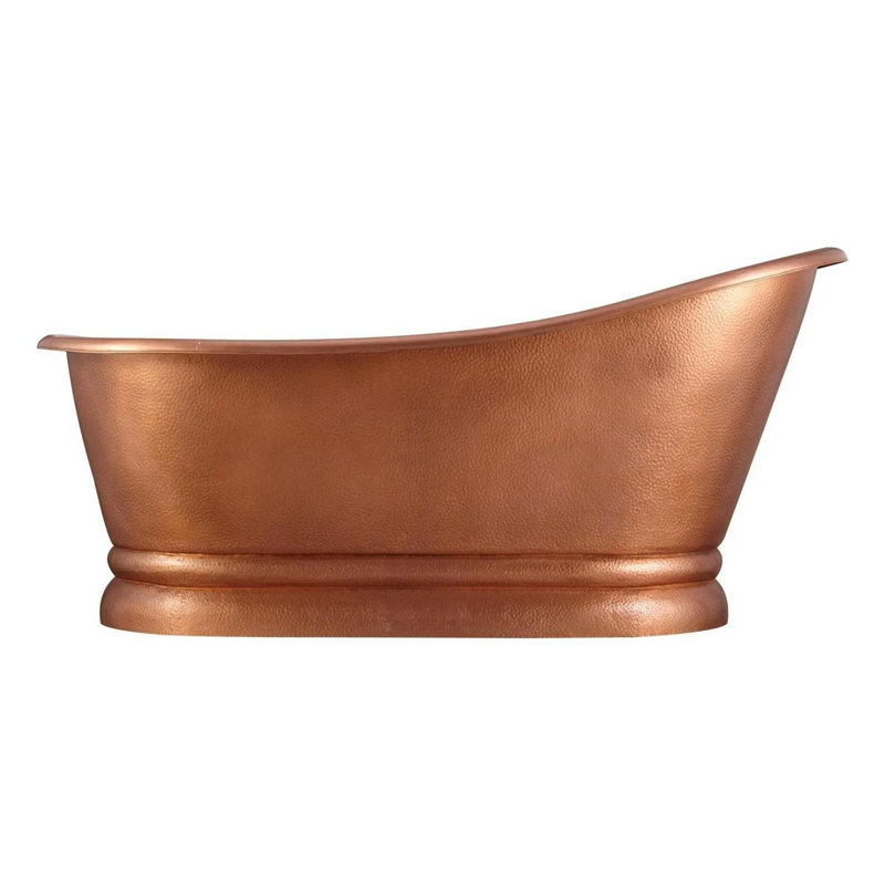 Paxton 59" Free Standing Copper Soaking Tub with Right Drain and Overflow, White