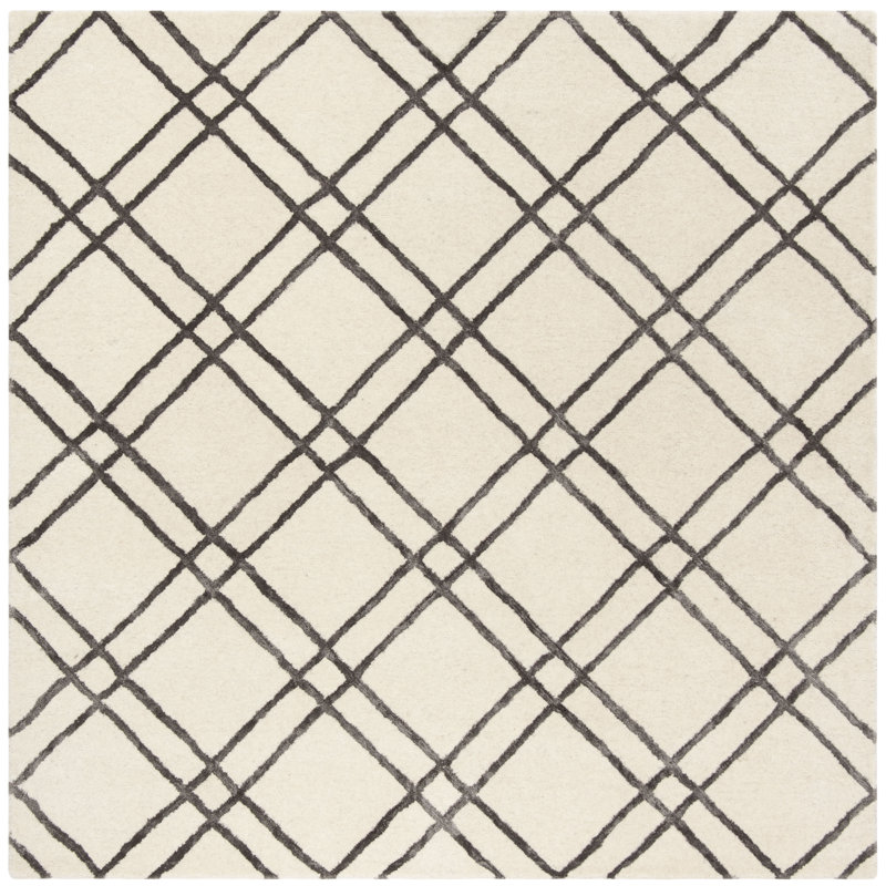 Milroy Hand Tufted Wool Geometric Rug, Square 6'
