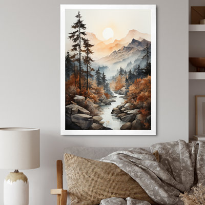 «Morning Fog Mountain Wonder II - Landscape Mountains», reproduction d'art sur toile encadrée