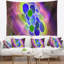 Tapisserie abstraite avec motif fractal bleu vert-28495907