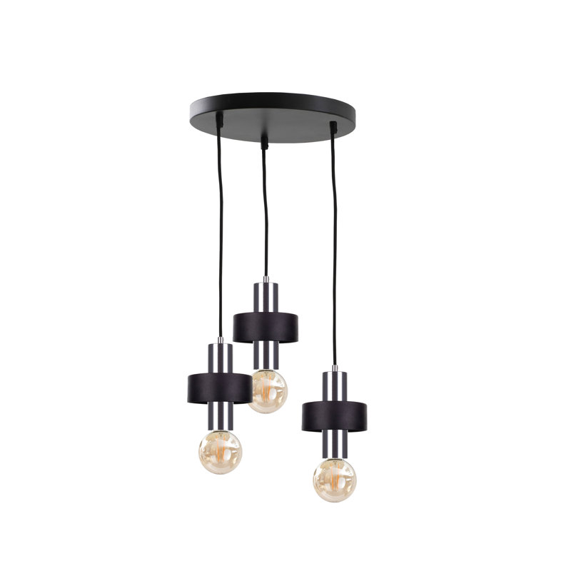 Bernda 3 - Light Cylinder Pendant, Black/Silver