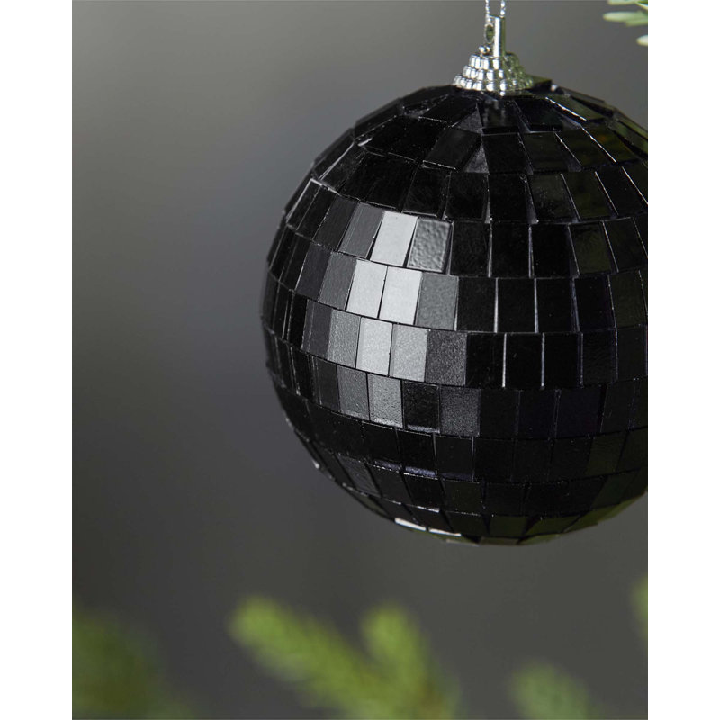 8cm Glass Bauble, Black