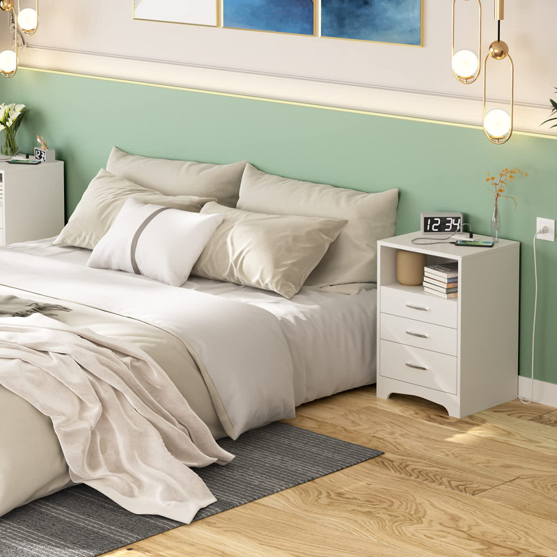 Tamathy 15.75'' W Nightstand, White, 2
