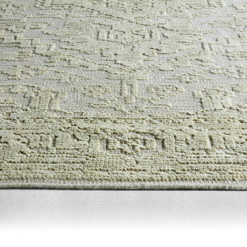 Jaipur Living Pranhita APS02 Handknotted Medallion Green and Light Gray Area Rug (10'x14'), Rectangle 6' x 9'