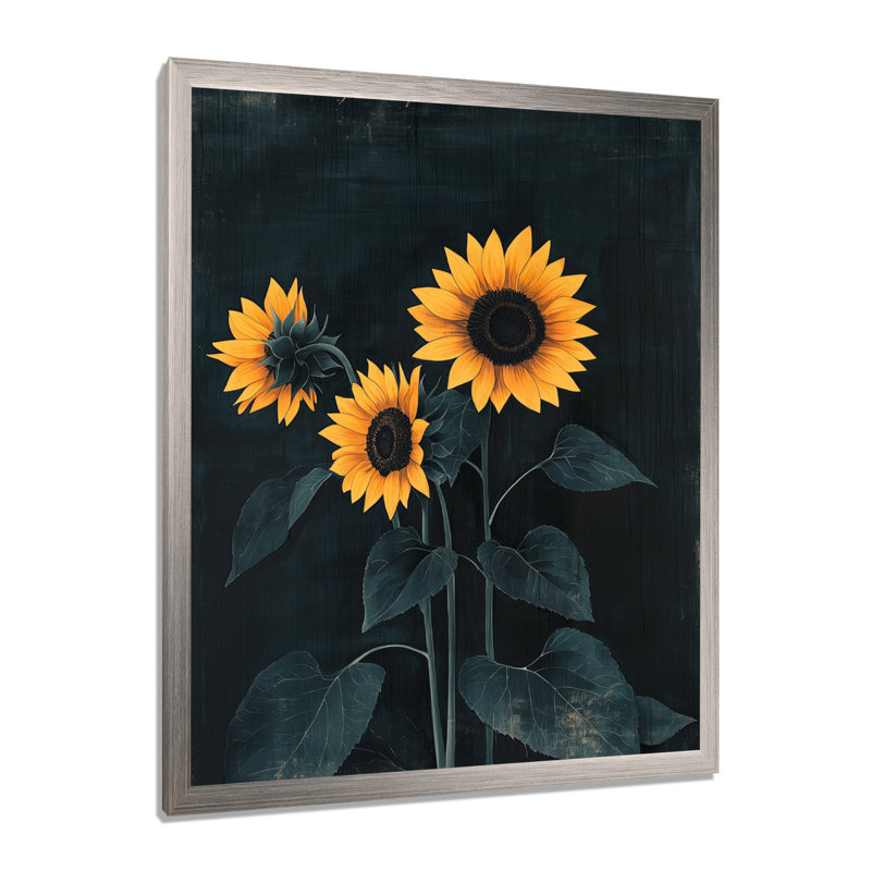 Impression sur toile florale, "D craint", Argent argent, H 20 po x l 12 po, Reproduction encadrée d'une seule photo
